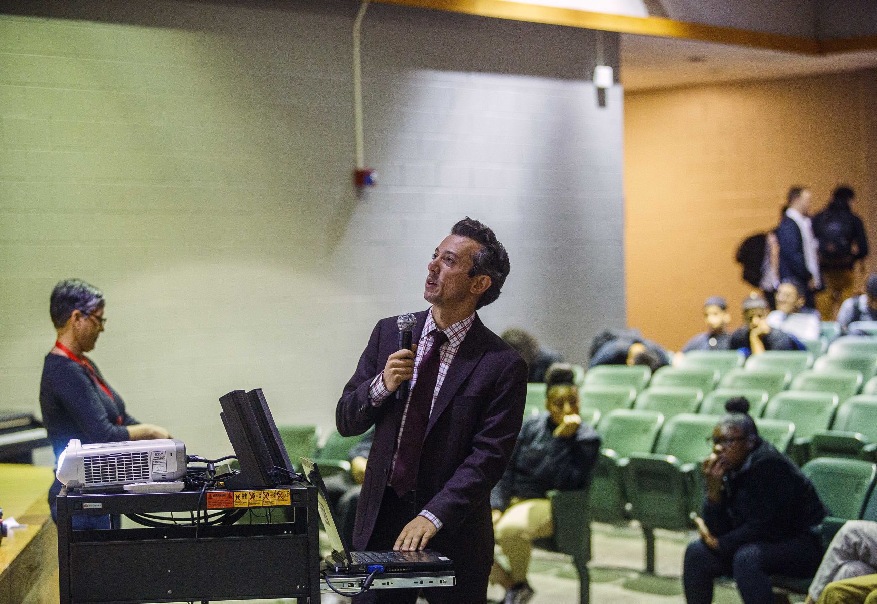 Meteorologist Joe Martucci at Vineland High School